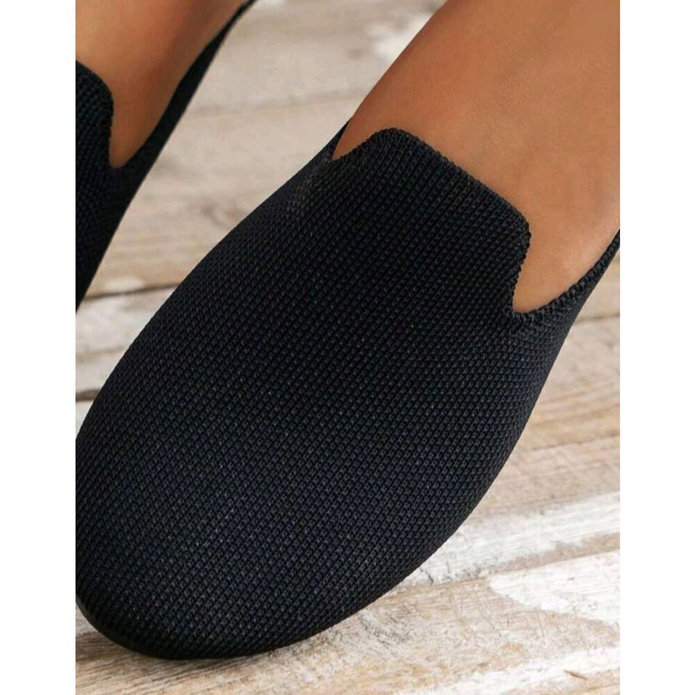 Size 6 Ladies Black Slip-on Knitted Mesh Loafers Shoes - Picture 5 of 6